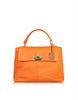 Elegent Genuine Orange Leather Handbags / Pebbled Leather Tote Bag For Female
