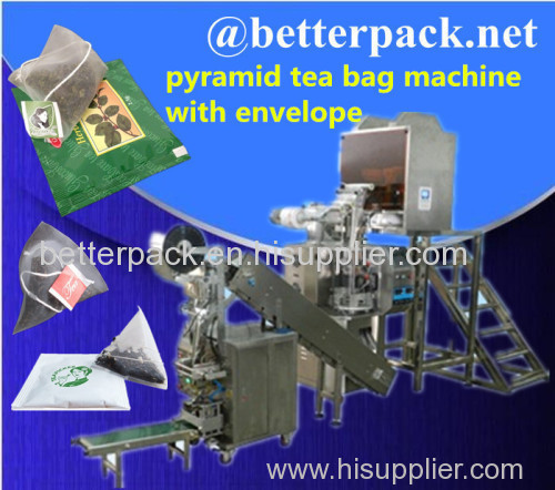 pyramid tea bag machine with envelope device triangular tea packaging machine triangle tea packing machine