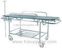 Hospital Emergency Patient Transport Stretcher 4 Wheels , Stainless Steel Frame