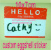 printing hello my name is blank egg shell sticker