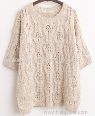 knitted sweater hollow out quarter slv