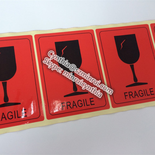 Weatherproof Adhesive PVC PET Fragile Warning Lable Shipping Supply 