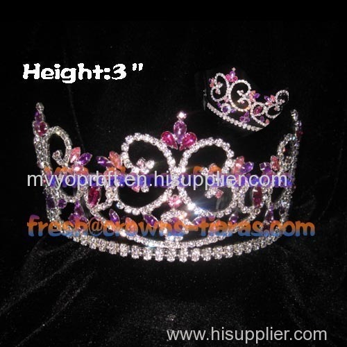 3inch Colorful Crystal wholesale Pageant Crowns