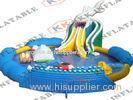 Giant Inflatable Water park with White Shark Water Slide and float toys