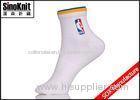 White Cotton Simple Custom Athletic Socks With Fancy Ribtop , Durable Man Sport Sock