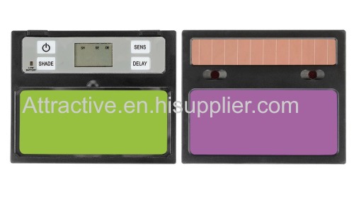 Digital display Auto-darkenning welding filters 600V with Low volume alarm and Solar cell backup by 2×CR2032lithium