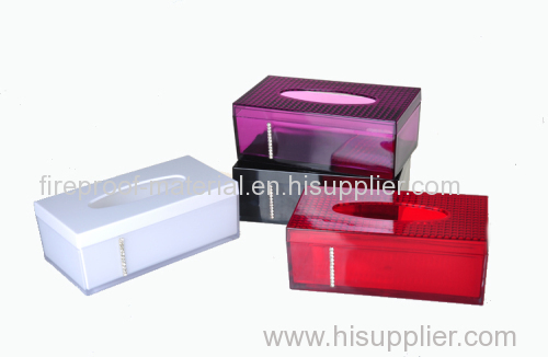 Tissue box with rhinestone plastic