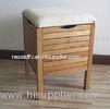 Walnut Solid Wood Bathroom Furniture Upholstered Storage Footstool