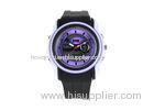 Violet Dial And Dual Display Analog Quartz Watch Stainless Steel Case Back