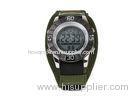 Male / Female Quartz Digital Watch With Army Green PU Strap , Quartz Wrist Watch