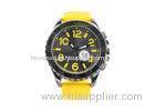 30 M Waterproof Yellow Strap Big Face Wrist Watches With Stainless Steel Case