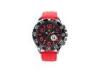 Red PC Strap Quartz Big Face Watches For Ladies With Seconds Display / Lithium Battery