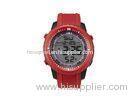 Red Waterproof Wrist Watches With LCD Screen , Womens Sport Watches