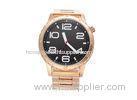 Golden Digital Quartz Alloy Metal Strap Watches With Daily Alarm / Hourly Chime