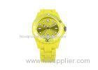 Yellow Analog Japan Movement Plastic Ladies Quartz Wrist Watch With PC Strap
