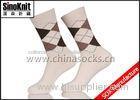 Customized White Argyle Cotton Man Casual Socks / Men Business Socks