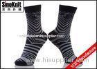 Breathable Zebra Cotton Crew Man Casual Socks with Black And Grey Stripe