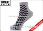 Black Tartan Grey Thick Men Ankle Dress Socks , Mens Colored Ankle Socks Wholesale