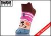 Cartoon 3D Character Cute Colored Ankle Socks Pink Strip Non Slip Nylon / Cotton Socks