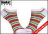 Rainbow Stripe Colored Ankle Socks Cotton Bright Comfortable Boat Socks for Women