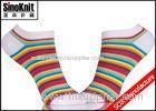 Rainbow Stripe Colored Ankle Socks Cotton Bright Comfortable Boat Socks for Women