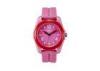Custom PU Pink Lady Analog Quartz Watch With Stainless Steel Back Case