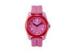 Custom PU Pink Lady Analog Quartz Watch With Stainless Steel Back Case
