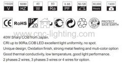 40W SHARP COB LED Track Luminaire (Dimmable)