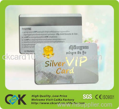 Silver Plastic PVC Magnetic VIP Card of guangdong 