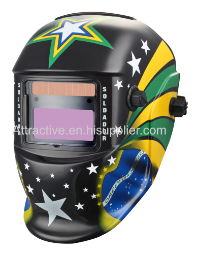Auto-darkening welding helmets Brazil Flag design with Different function filters can chose
