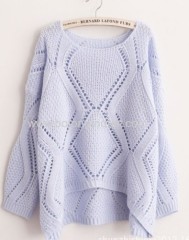 Diamond shaped hollow spring loose batwing knit shirt