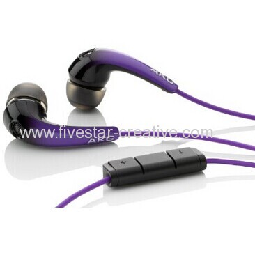 AKG K328 Premium Earbuds Portable Audio In-Ear Headphones With In-Line Mic and Volume Control Sunburst Purple