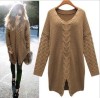 long section woven slit sweater