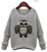 Appliques Owl point knit sweater