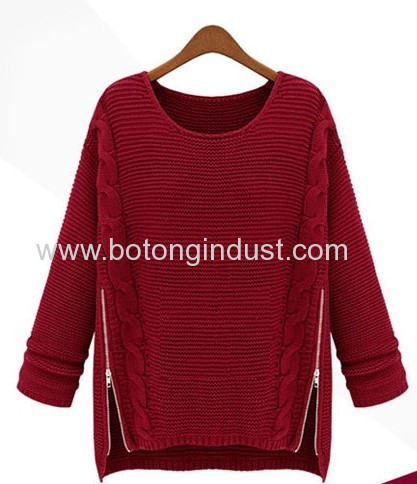 Double zipper Braids Sweater Girl