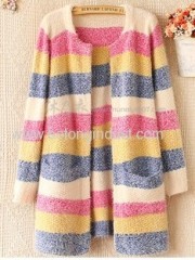 Stripe cardigan sweater mohair sweater coat