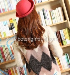Long hair diamond pattern of bright silk female sweater
