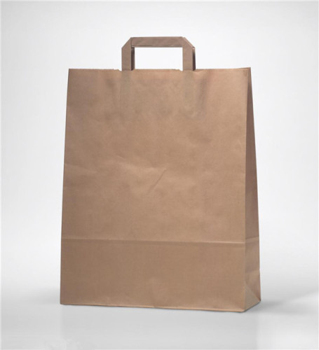 Customize Deep Brown for Shopping with Flat Handle Kraft Bags