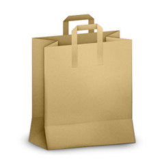Customize Deep Brown for Shopping with Flat Handle Kraft Bags
