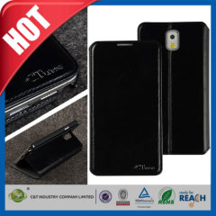 black stand PU folio leather cover for galaxy note3