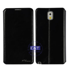 black stand PU folio leather cover for galaxy note3