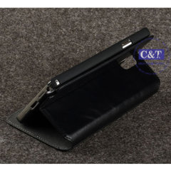 black stand PU folio leather cover for galaxy note3