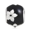 Sterling Silver Mystic Flower with Black and White Enamel Beads European Style