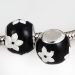 High Quality Sterling Silver Mystic Flower with Black and White Enamel Beads European Style