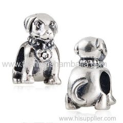 Sterling Silver Labrador with Clear Crystal Charm Beads