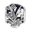 Sterling Silver Family Tree Charm Beads with Clear CZ Stone