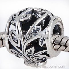 Sterling Silver Family Tree Charm Beads with Clear CZ Stone