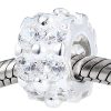 Sterling Silver European Style Charm Beads with Clear CZ Stone