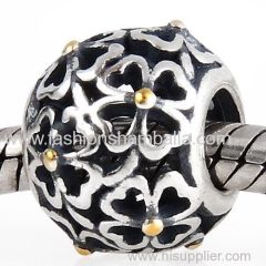 Antique Sterling Silver Gold Plated Evening Floral Charm Beads