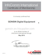 InfoComm International Cetificate of Membership